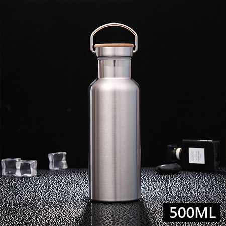 手提式竹蓋雙層不銹鋼保溫瓶-500ml