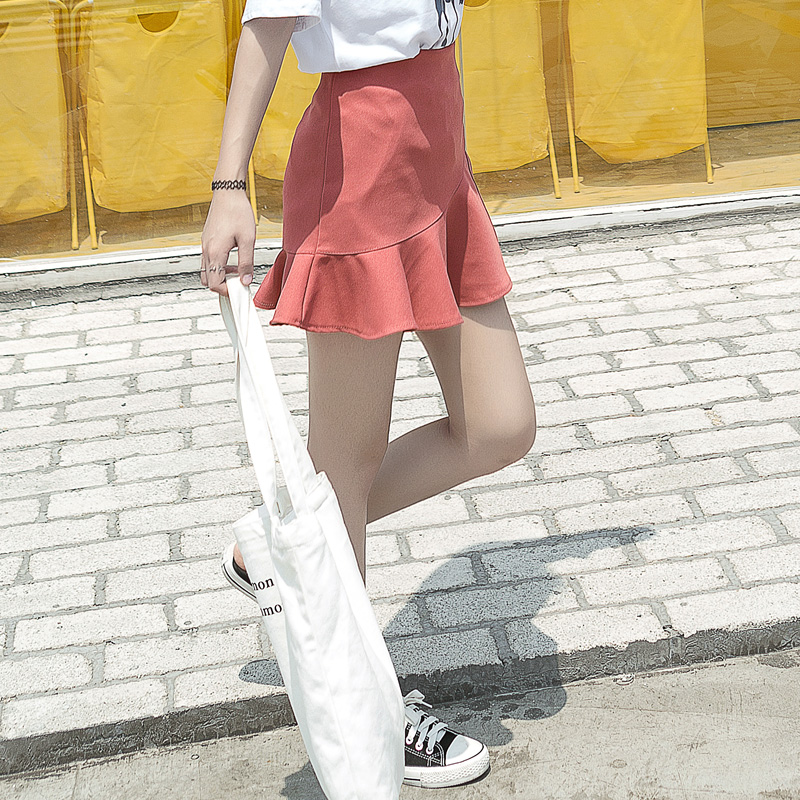 春夏裝新款魚尾半身裙女高腰包臀打底短裙不規則荷葉邊a字裙