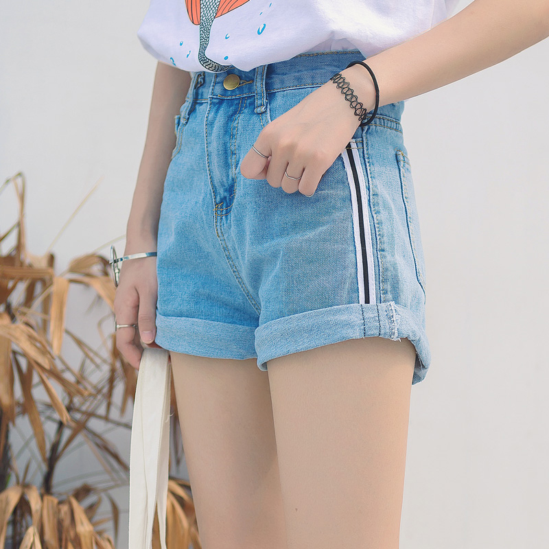 牛仔短褲女裝夏裝高腰寬松卷邊熱褲新款韓版女裝學生闊腿褲潮